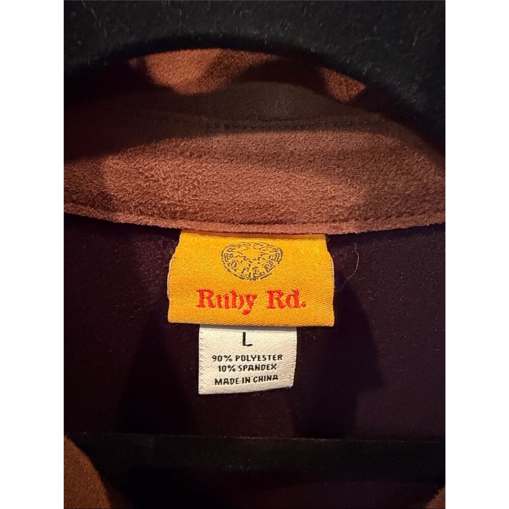 Ruby Rd. Suede Button-Front Jacket in Rust Brown Size large - Picture 2 of 4